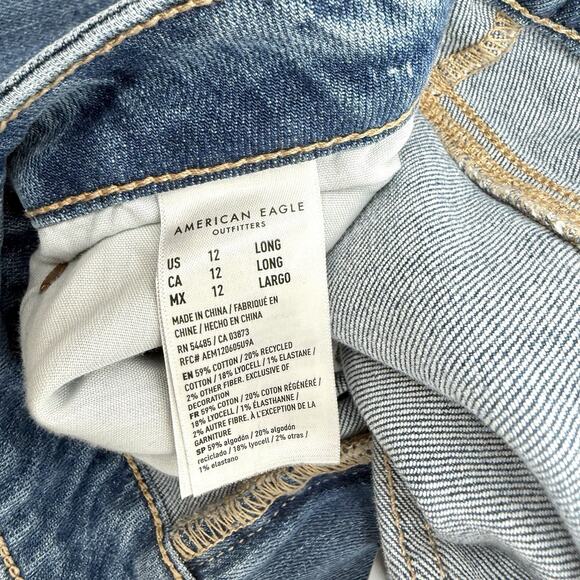 American Eagle Dreamy Drape Stretch Super High-Waisted Baggy Wide-Leg Jeans 12L - Picture 7 of 11